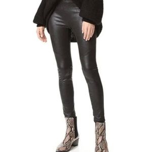 FREE PEOPLE Never Let Go Black Vegan Faux Leather Suede Stretch Pants Size 2